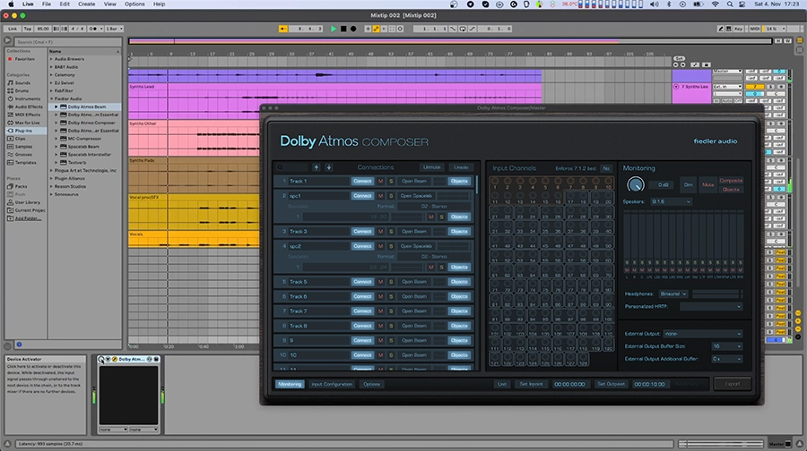 Dolby Atmos mixing workflow on Ableton Live